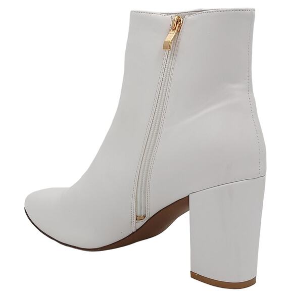 Smash Shoes Women Chunky Block Heel Ankle Booties Chiku Size US 10 White - Picture 3 of 6